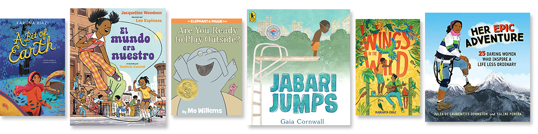 Collage of books from the "Books that make you want to go outside" category. Click to shop now.